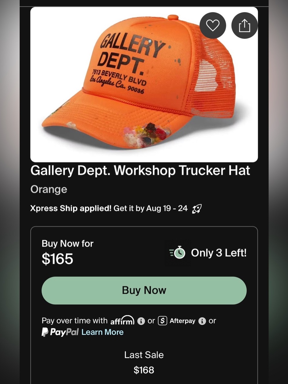 Gallery Dept Orange Paint Splatter Mesh Trucker Hat - Picture 2 of 3